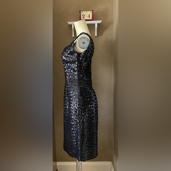 Vintage Women Dress Black Sequin Evening Cocktail Sleeveless - Picture 2 of 8
